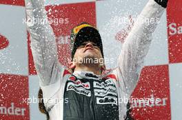 Race winner Pastor Maldonado (VEN) Williams celebrates on the podium. 10.05.2012. Formula 1 World Championship, Rd 5, Spanish Grand Prix, Barcelona, Spain, Race Day