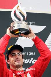 Fernando Alonso (ESP) Ferrari celebrates his second position on the podium. 10.05.2012. Formula 1 World Championship, Rd 5, Spanish Grand Prix, Barcelona, Spain, Race Day