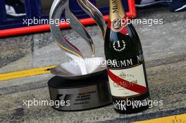 Champagne and race winners trophy for Pastor Maldonado (VEN) Williams. 10.05.2012. Formula 1 World Championship, Rd 5, Spanish Grand Prix, Barcelona, Spain, Race Day