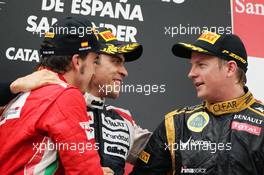 The podium (L to R): Fernando Alonso (ESP) Ferrari, second; Pastor Maldonado (VEN) Williams FW34, race winner; Kimi Raikkonen (FIN) Lotus F1 Team, third. 10.05.2012. Formula 1 World Championship, Rd 5, Spanish Grand Prix, Barcelona, Spain, Race Day