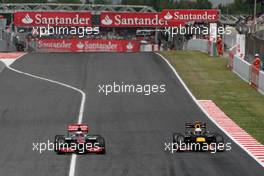 Jenson Button (GBR), McLaren Mercedes and Sebastian Vettel (GER), Red Bull Racing  13.05.2012. Formula 1 World Championship, Rd 5, Spanish Grand Prix, Barcelona, Spain, Race Day