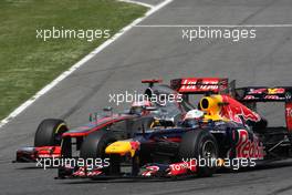 Jenson Button (GBR), McLaren Mercedes and Sebastian Vettel (GER), Red Bull Racing  13.05.2012. Formula 1 World Championship, Rd 5, Spanish Grand Prix, Barcelona, Spain, Race Day