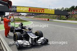 The Williams FW34 of race retiree Bruno Senna (BRA) Williams. 10.05.2012. Formula 1 World Championship, Rd 5, Spanish Grand Prix, Barcelona, Spain, Race Day