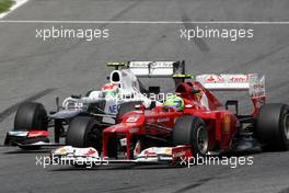 Felipe Massa (BRA), Scuderia Ferrari and Sergio Perez (MEX), Sauber F1 Team  13.05.2012. Formula 1 World Championship, Rd 5, Spanish Grand Prix, Barcelona, Spain, Race Day