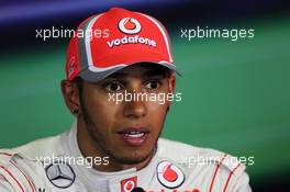 Lewis Hamilton (GBR) McLaren in the FIA Press Conference. 12.05.2012. Formula 1 World Championship, Rd 5, Spanish Grand Prix, Barcelona, Spain, Qualifying Day