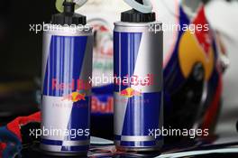 Red Bull bottles for Daniel Ricciardo (AUS) Scuderia Toro Rosso STR7. 12.05.2012. Formula 1 World Championship, Rd 5, Spanish Grand Prix, Barcelona, Spain, Qualifying Day