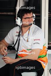 Bradley Joyce (GBR) Sahara Force India F1 Race Engineer. 12.05.2012. Formula 1 World Championship, Rd 5, Spanish Grand Prix, Barcelona, Spain, Qualifying Day