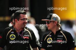 (L to R): Eric Boullier (FRA) Lotus F1 Team Principal with Kimi Raikkonen (FIN) Lotus F1 Team. 12.05.2012. Formula 1 World Championship, Rd 5, Spanish Grand Prix, Barcelona, Spain, Qualifying Day