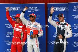Qualifying top three (L to R): Fernando Alonso (ESP) Ferrari, third; Lewis Hamilton (GBR) McLaren, pole position; Pastor Maldonado (VEN) Williams, second. 12.05.2012. Formula 1 World Championship, Rd 5, Spanish Grand Prix, Barcelona, Spain, Qualifying Day