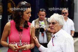 Bernie Ecclestone (GBR) CEO Formula One Group (FOM) with fiance Fabiana Flosi (BRA). 10.05.2012. Formula 1 World Championship, Rd 5, Spanish Grand Prix, Barcelona, Spain, Race Day