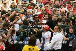 Lewis Hamilton (GBR) McLaren signs autographs for the fans. 10.05.2012. Formula 1 World Championship, Rd 5, Spanish Grand Prix, Barcelona, Spain, Preparation Day