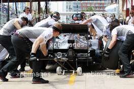 Lewis Hamilton (GBR) McLaren MP4/27 practices a pit stop. 22.06.2012. Formula 1 World Championship, Rd 8, European Grand Prix, Valencia, Spain, Practice Day