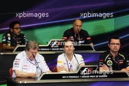 The FIA Press Conference (from back row (L to R)): Riad Asmat (MAL) Caterham F1 Chief Executive Officer; Dr Helmut Marko (AUT) Red Bull Motorsport Consultant; Norbert Haug (GER) Mercedes Sporting Director; Luis Perez-Sala (ESP) HRT Formula One Team, Team Prinicpal; Eric Boullier (FRA) Lotus F1 Team Principal.  22.06.2012. Formula 1 World Championship, Rd 8, European Grand Prix, Valencia, Spain, Practice Day