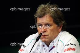 Norbert Haug (GER) Mercedes Sporting Director in the FIA Press Conference. 22.06.2012. Formula 1 World Championship, Rd 8, European Grand Prix, Valencia, Spain, Practice Day