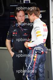 (L to R): Christian Horner (GBR) Red Bull Racing Team Principal with Sebastian Vettel (GER) Red Bull Racing. 22.06.2012. Formula 1 World Championship, Rd 8, European Grand Prix, Valencia, Spain, Pactice Day