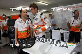 Paul di Resta (GBR) Sahara Force India F1 with Gianpiero Lambiase (ITA) Sahara Force India F1 Engineer. 22.06.2012. Formula 1 World Championship, Rd 8, European Grand Prix, Valencia, Spain, Pactice Day