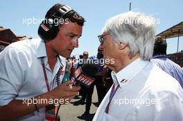 (L to R): Will Buxton (GBR) Speed TV Presenter with Bernie Ecclestone (GBR) CEO Formula One Group (FOM) on the grid. 24.06.2012. Formula 1 World Championship, Rd 8, European Grand Prix, Valencia, Spain, Race Day