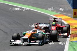 Paul di Resta (GBR) Sahara Force India VJM05 leads Felipe Massa (BRA) Ferrari F2012. 24.06.2012. Formula 1 World Championship, Rd 8, European Grand Prix, Valencia, Spain, Race Day