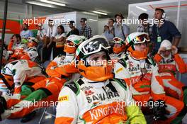 Sahara Force India F1 Team watch the closing stages of the race. 24.06.2012. Formula 1 World Championship, Rd 8, European Grand Prix, Valencia, Spain, Race Day