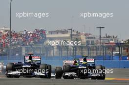 (L to R): Pastor Maldonado (VEN) Williams FW34 and Bruno Senna (BRA) Williams FW34. 24.06.2012. Formula 1 World Championship, Rd 8, European Grand Prix, Valencia, Spain, Race Day