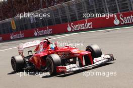 Race winner Fernando Alonso (ESP) Ferrari F2012 celebrates at the end of the race. 24.06.2012. Formula 1 World Championship, Rd 8, European Grand Prix, Valencia, Spain, Race Day