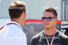 (L to R): Alex Wurz (AUT) Alex Wurz (AUT) Williams Driver Mentor with Andre Lotterer (GER). 23.06.2012. Formula 1 World Championship, Rd 8, European Grand Prix, Valencia, Spain, Qualifying Day