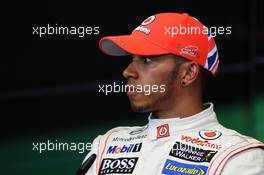 Second placed Lewis Hamilton (GBR) McLaren in the post qualifying FIA Press Conference. 23.06.2012. Formula 1 World Championship, Rd 8, European Grand Prix, Valencia, Spain, Qualifying Day