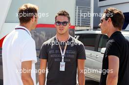 (L to R): Alex Wurz (AUT) Alex Wurz (AUT) Williams Driver Mentor with Andre Lotterer (GER) and Adrian Sutil (GER). 23.06.2012. Formula 1 World Championship, Rd 8, European Grand Prix, Valencia, Spain, Qualifying Day