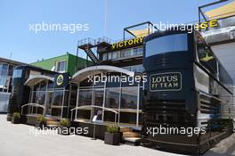 Lotus F1 Team motorhome. 21.06.2012. Formula 1 World Championship, Rd 8, European Grand Prix, Valencia, Spain, Preparation Day