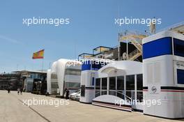 Williams motorhome. 21.06.2012. Formula 1 World Championship, Rd 8, European Grand Prix, Valencia, Spain, Preparation Day