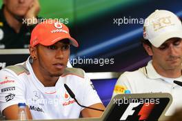 Lewis Hamilton (GBR) McLaren in the FIA Press Conference. 21.06.2012. Formula 1 World Championship, Rd 8, European Grand Prix, Valencia, Spain, Preparation Day