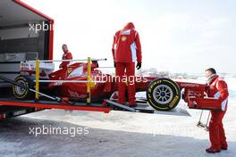 03.02.2012 Maranello, Italy,  The new Ferrari F2012 leaves Maranello to Jerez