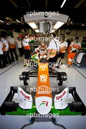 Paul di Resta (GBR) Sahara Force India VJM05 in the pits. 06.07.2012. Formula 1 World Championship, Rd 9, British Grand Prix, Silverstone, England, Practice Day