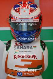 The helmet of Paul di Resta (GBR) Sahara Force India F1. 06.07.2012. Formula 1 World Championship, Rd 9, British Grand Prix, Silverstone, England, Practice Day