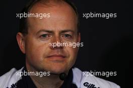 Mark Gillan (GBR)Williams Chief Operations Engineer in the FIA Press Conference. 06.07.2012. Formula 1 World Championship, Rd 9, British Grand Prix, Silverstone, England, Practice Day