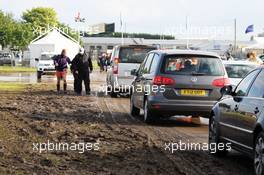 Wet and muddy car parks and camp sites at the circuit. 06.07.2012. Formula 1 World Championship, Rd 9, British Grand Prix, Silverstone, England, Practice Day