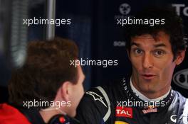 (L to R): Christian Horner (GBR) Red Bull Racing Team Principal with Mark Webber (AUS) Red Bull Racing. 06.07.2012. Formula 1 World Championship, Rd 9, British Grand Prix, Silverstone, England, Practice Day