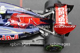 Scuderia Toro Rosso STR7 exhaust detail. 06.07.2012. Formula 1 World Championship, Rd 9, British Grand Prix, Silverstone, England, Practice Day