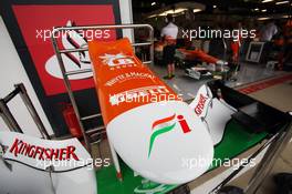 Sahara Force India F1 VJM05 nosecone. 06.07.2012. Formula 1 World Championship, Rd 9, British Grand Prix, Silverstone, England, Practice Day