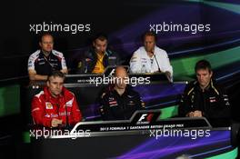 The FIA Press Conference (from back row (L to R)): Mark Gillan (GBR)Williams Chief Operations Engineer; Rob White (GBR) Renault Deputy Managing Director (Engine); Robert Fearnley (GBR) Sahara Force India F1 Team Deputy Team Principal; Pat Fry (GBR) Ferrari Deputy Technical Director and Head of Race Engineering; Adrian Newey (GBR) Red Bull Racing Chief Technical Officer; James Allison (GBR) Lotus F1 Team Technical Director.  06.07.2012. Formula 1 World Championship, Rd 9, British Grand Prix, Silverstone, England, Practice Day