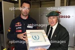 Jackie Stewart (GBR) supports the Grand Prix Mechanics Charitable Trust 25 Year Anniversary with the Scuderia Toro Rosso team. 05.07.2012. Formula 1 World Championship, Rd 9, British Grand Prix, Silverstone, England, Preparation Day