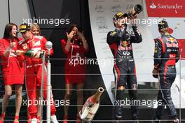Fernando Alonso (ESP), Scuderia Ferrari, Mark Webber (AUS), Red Bull Racing and Sebastian Vettel (GER), Red Bull Racing.  08.07.2012. Formula 1 World Championship, Rd 9, British Grand Prix, Silverstone, England, Race Day