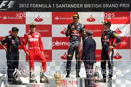Fernando Alonso (ESP), Scuderia Ferrari, Mark Webber (AUS), Red Bull Racing and Sebastian Vettel (GER), Red Bull Racing. Sir Jacky Stewart (GBR) 08.07.2012. Formula 1 World Championship, Rd 9, British Grand Prix, Silverstone, England, Race Day