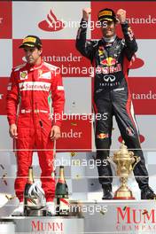 Fernando Alonso (ESP), Scuderia Ferrari and Mark Webber (AUS), Red Bull Racing  08.07.2012. Formula 1 World Championship, Rd 9, British Grand Prix, Silverstone, England, Race Day