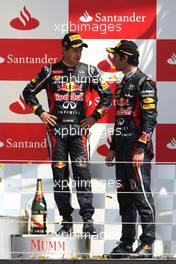 Sebastian Vettel (GER), Red Bull Racing and Mark Webber (AUS), Red Bull Racing  08.07.2012. Formula 1 World Championship, Rd 9, British Grand Prix, Silverstone, England, Race Day