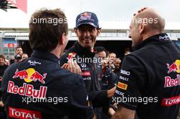 (L to R): Christian Horner (GBR) Red Bull Racing Team Principal celebrates with Mark Webber (AUS) Red Bull Racing and Adrian Newey (GBR) Red Bull Racing Chief Technical Officer. 08.07.2012. Formula 1 World Championship, Rd 9, British Grand Prix, Silverstone, England, Race Day