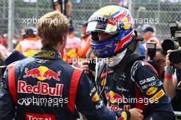 Sebastian Vettel (GER), Red Bull Racing and Mark Webber (AUS), Red Bull Racing  08.07.2012. Formula 1 World Championship, Rd 9, British Grand Prix, Silverstone, England, Race Day