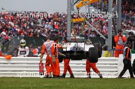 Sergio Perez (MEX) Sauber C31 retired from the race. 08.07.2012. Formula 1 World Championship, Rd 9, British Grand Prix, Silverstone, England, Race Day