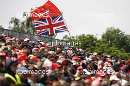 Fans and flags. 08.07.2012. Formula 1 World Championship, Rd 9, British Grand Prix, Silverstone, England, Race Day