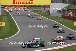 Michael Schumacher (GER) Mercedes AMG F1 W03. 08.07.2012. Formula 1 World Championship, Rd 9, British Grand Prix, Silverstone, England, Race Day